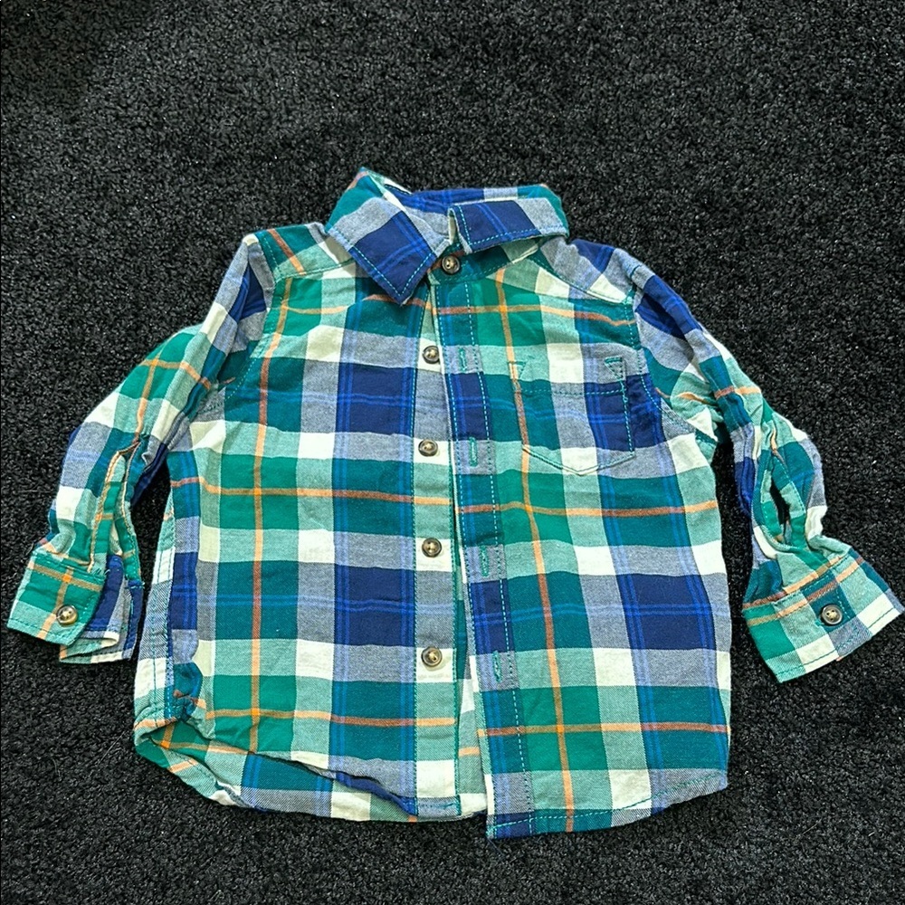Carter’s Plaid Baby Shirt - Blue and Green Size 6-9 months
